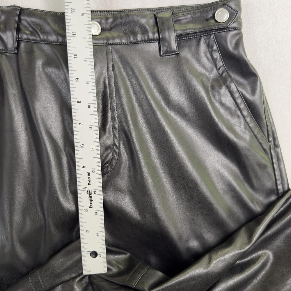 New HYFVE Faux Leather Cargo Pants High Rise Wide Leg Y2K Utility Black Sz XL - Picture 11 of 16